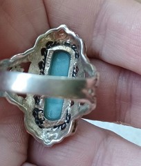 Vintage Blue Latimar Floral Sterling Silver Ladies Ring Sz 11.25