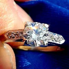 Original EARTH MINED DIAMOND Deco Engagement Ring Vintage PLATINUM Solitaire S 5