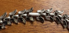 Vintage Trifari Pat Pend Silver Tone Leaf Link Necklace Mid Century Signed