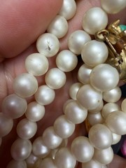Vintage Necklace ART Signed Clip Earrings Simulated Pearl Beads Lot Matching PJ