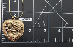 Vintage Art Nouveau Gold tone necklace Mermaid and Seahorse Pendant with Chain