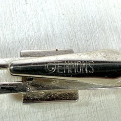 MCM Starburst Tie Clip Emmons Gold Tone Open Double Bar Silver Star Vintage