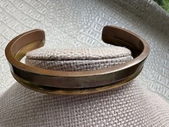 Vintage Copper Brass Cuff Bracelet Unisex Two-Tone Signed Estate Find READ SIZE