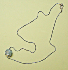 Vintage Box Chain Necklace with Disco Ball Slide Pendant