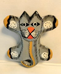 Handmade Wooden Whimsical Cat Brooch (169 – 2485)