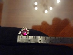 #195–VINTAGE STERLING SILVER HEART RING-925-SIZE-7 1/2–VERY NICE STONES-