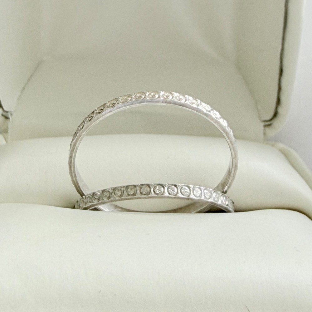 Vtg Women’s Milor Italy Silver 925 Band Eternity Stacking Rings Sz 10 Set of Two