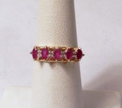Vintage Ladies Gorgeous 5 Ruby 6 Diamond 14K Gold Band Ring 2.2 Grams Size 6.25