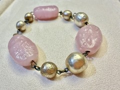 Vintage Miriam Haskell Pink Glass Bracelet Mid Century Glass Book Reference