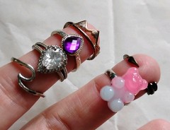 Huge Lot Of 35 Silvertone Costume Vintage Rings Various Sizes Mixed