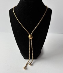 Vtg Bigney 12k Gold Filled Popcorn Chain Adjustable Sliding Bead Lariat Necklace