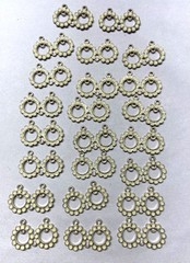 23x Vtg. Enamel Charm -Small Double Round Hoop charm shape-Ivory enamel-5 rings