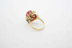 Estate Sale 14k Yellow Gold Cocktail Ring Pink Tourmaline Diamonds Size 9.25