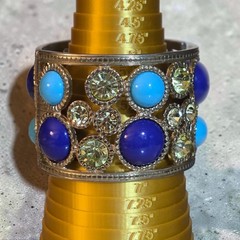 VINTAGE KENNETH JAY LANE KJL KENNETH LANE CABOCHON LATTICE CUFF BRACELET 60s-70s
