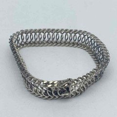 Vintage FBM Woven Mesh Bracelet 835 Silver Clasp 7.5″ 13mm 23.3g