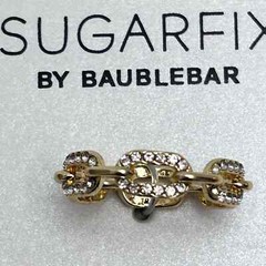 Set Of SugarFix By BaubleBar Rhinestone Hoop Earrings & Chain Link Ring Size 8