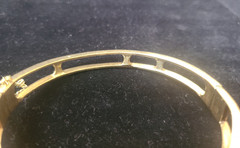 Spectacular Victorian 14K Yellow Gold Bangle Bracelet w/ Rubies and White Opals.