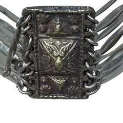 Vintage Mexican Alpaca Temple Linked Necklace Bracelet Hallmarked Needs Repair