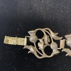 Sterling Silver 7 Inch 30g Panel Bracelet A Repousse Design Of Scottish Thistles