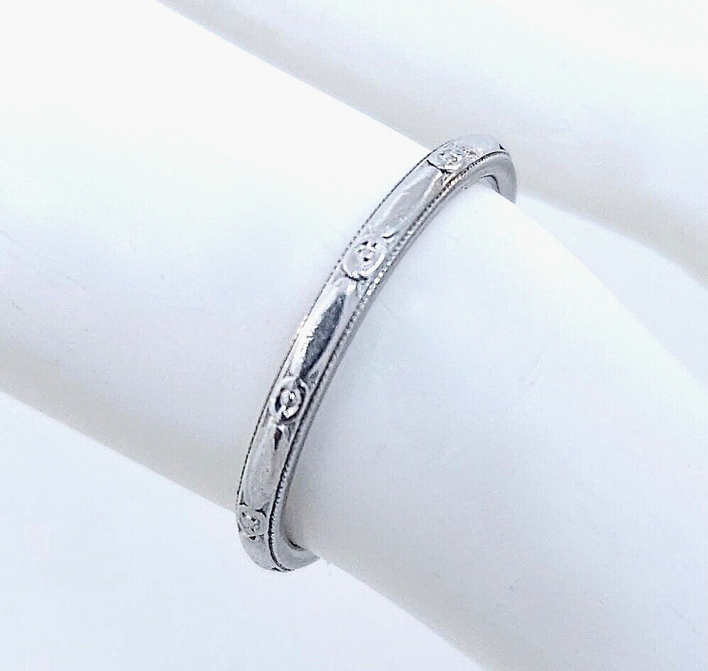 Antique 1920’s Art Deco Platinum Wedding Band *2MM, SZ 6.75*