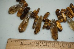 Vintage Chunky Statement Necklace Tigers Eye and Natural Quartz Crystals 19″-22″