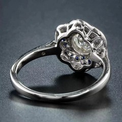 Art Deco Style Lab Created Diamond Pretty Flower Shape 925 Silver Wedding Ring