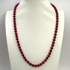 Vintage Monet Bright Red Lucite Bead Single Strand Necklace 25 in