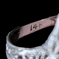 1920s Art Deco Diamond Lab Created Ruby 14 White Gold Cocktail Ring Antique