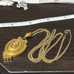 ANTIQUE c1860-1880 VICTORIAN 22K 15.6g ROLLED GOLD PHOTO PENDANT 12K GF CHAIN 22
