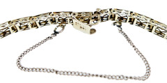 DECO Vintage 14k Solid White Gold Diamond Blue Sapphire Filigree Bracelet 7.25 “