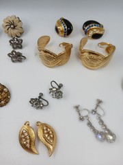 Lot 30 Vintage Now EARRINGS Clip and Screw On Rhinestone Enamel Costume Jewelry
