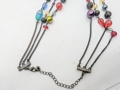 Avon Necklace Filigree metal acrylic braded Glass Lampwork beads layered 17″