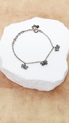Vintage Children’s Silver Tone Multi-Color Enamel Butterfly Charm Bracelet, 7″ L