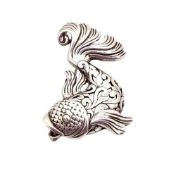 Vintage Jezlaine 925 Sterling Silver Koi Fish Brooch Pin