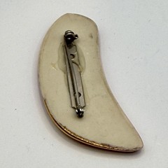 Modern Glazed Ceramic Art Modernist Brutalist Brooch Pin Burgundy /Gold
