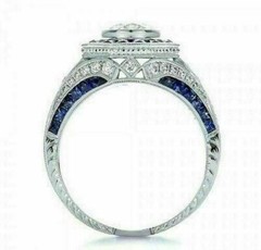 3.50Ct Round Cut Lab-Created Diamond & Sapphire Engagement 925 Silver Ring