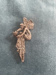 Vintage sterling silver Fairy winged Floral Pendant Pin 925