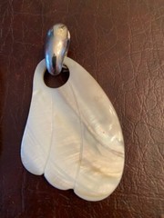 VTG MOTHER OF PEARL Dangle EARRINGS Silver Clips for Pierced Ears