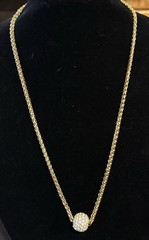 Vintage Joan Rivers Pavé Rhinestone Spinner Ball Gold Tone Necklace Signed