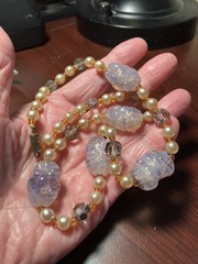 VINTAGE PEARL AND LAVENDER BEADS NECKLACE-21′ -EXCELLENT CONDITION
