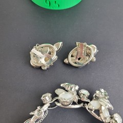 Vintage Juliana Rhinestone Bracelet & Earrings Set Givre Glass Smoky Rhinestones