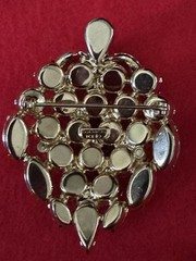 Vintage Eisenberg Ice Brooch Layered Amber Topaz Citrine and Clear Rhinestone