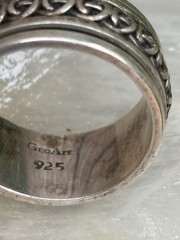 GEO ART 925 Sterling Silver SPINNER Ring Wide Band Ring Size 6.5 VTG ROTATING