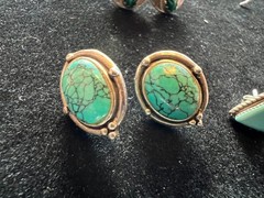 Lot 8 Vintage Sterling Silver Turquoise Onyx , etc Studs & Small Earrings