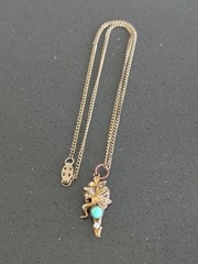 VINTAGE FAIRY PIXIE NYMPH PENDANT ART NOUVEAU NECKLACE 16″ R4