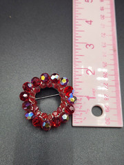 Vintage Red Aurora Borealis Crystal Glass Bead Brooch , Earrings and Bracelet