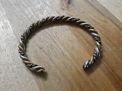 vintage twist brass bangle bracelet tricolor gold tone silver tone copper classy