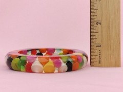 Vtg 1960s SOBRAL Clear Lucite Colorful Injected Bubble Chunky Bracelet Mod 8″