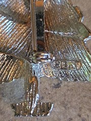 BJ Vintage Christmas Tree Pin Brooch Silver
