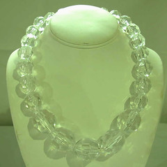 GRAZIANO LUCITE BEAD NECKLACE ~ LARGE FACETED CLEAR BEADS ~ 23″
